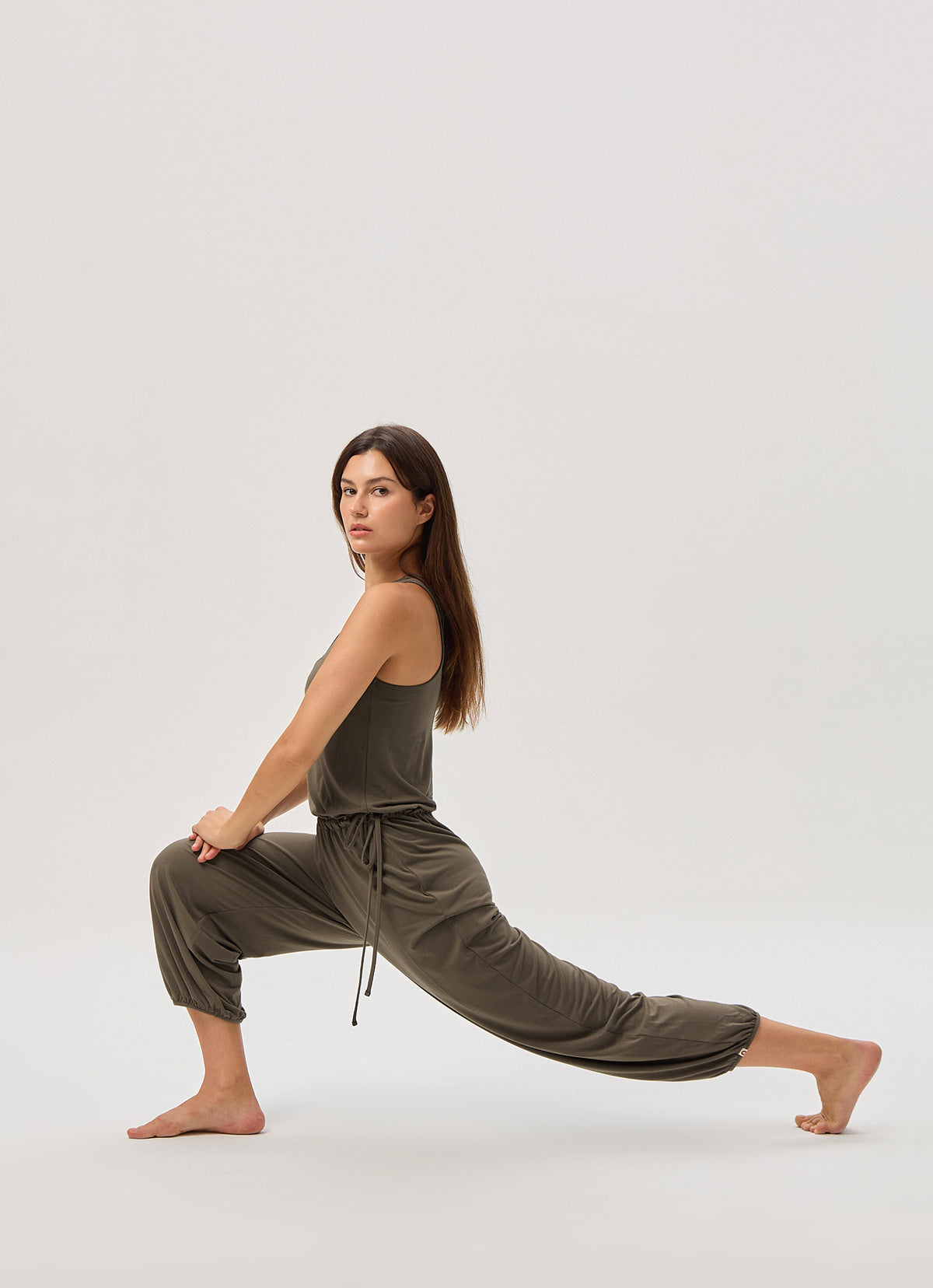 Racer string jumpsuit_Chocolate Chip