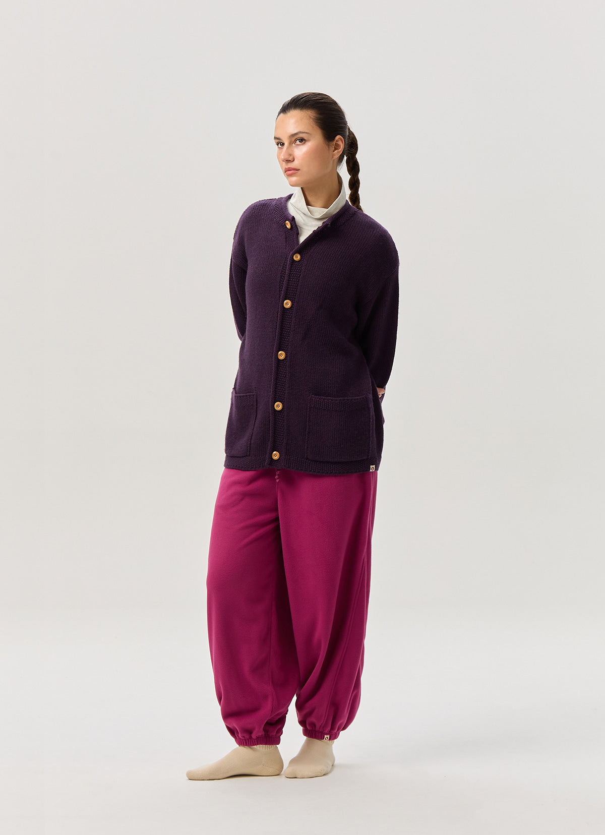Diagonal jogger pants (Fleece ver.) (Unisex)_Raspberry Radiance
