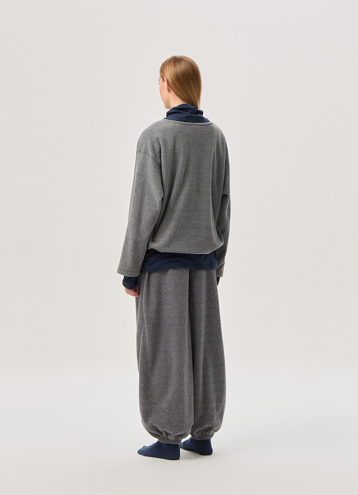 Diagonal jogger pants (Fleece ver.) (Unisex)_Black Multi