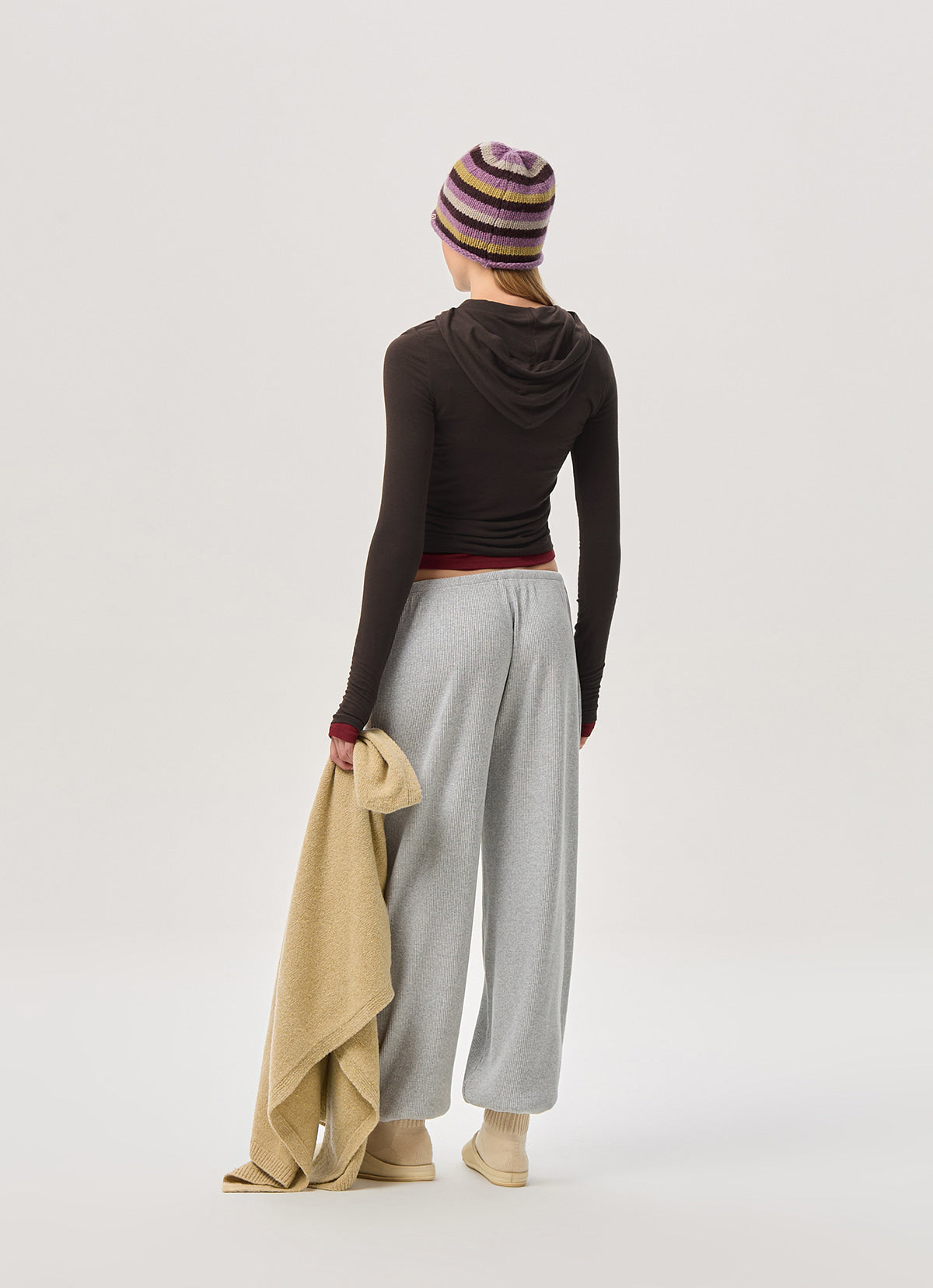 Rib jogger pants #3_Melange Grey