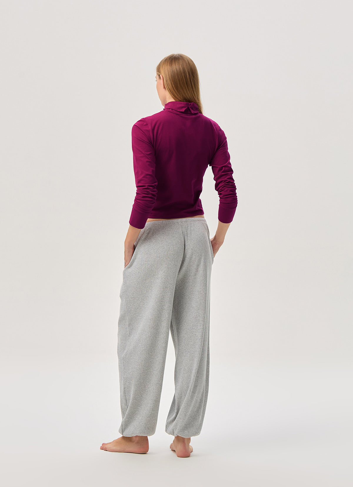 Rib jogger pants #3_Melange Grey