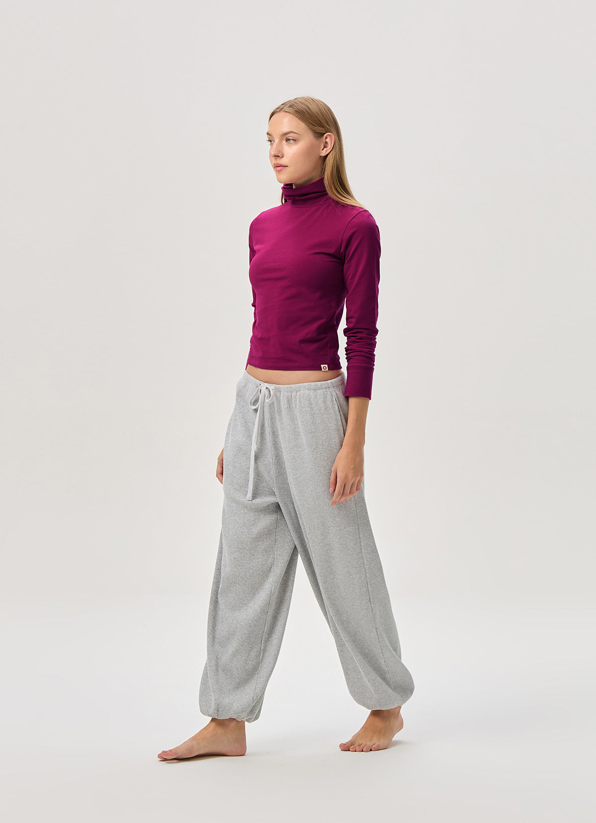 Rib jogger pants #3_Melange Grey