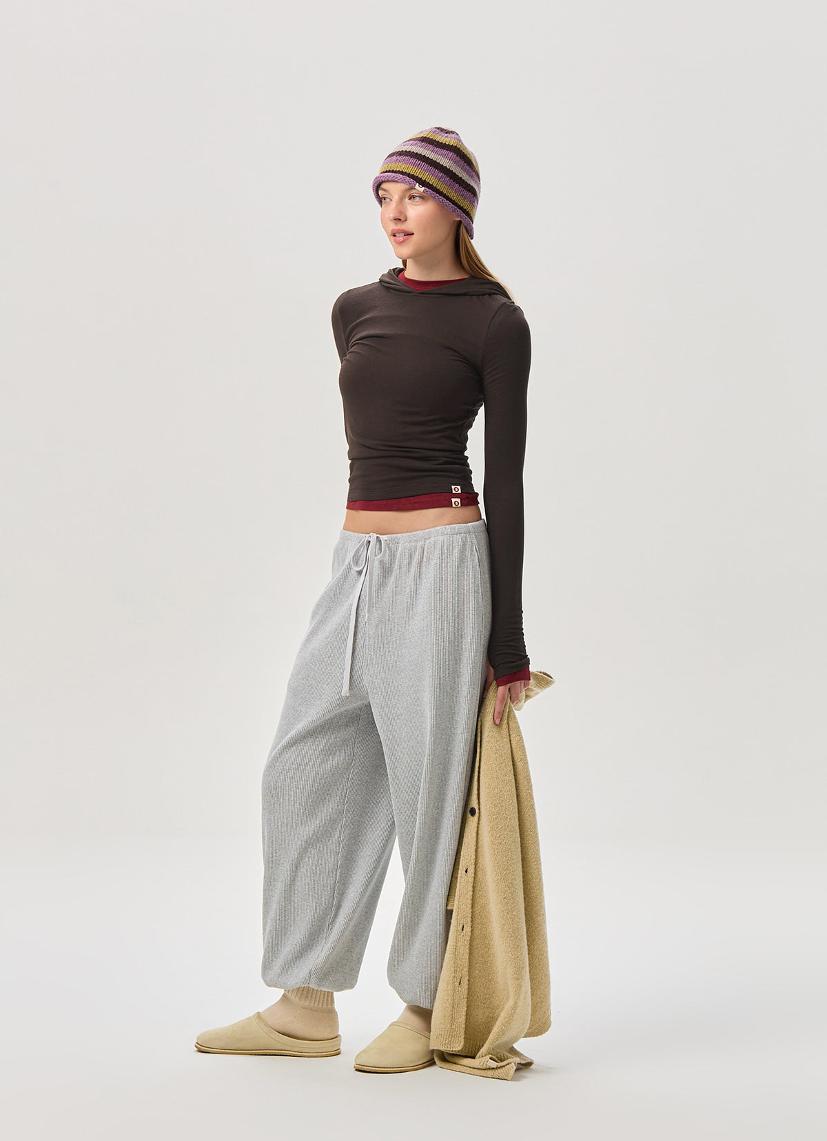 Wide button-up shawl_Potato