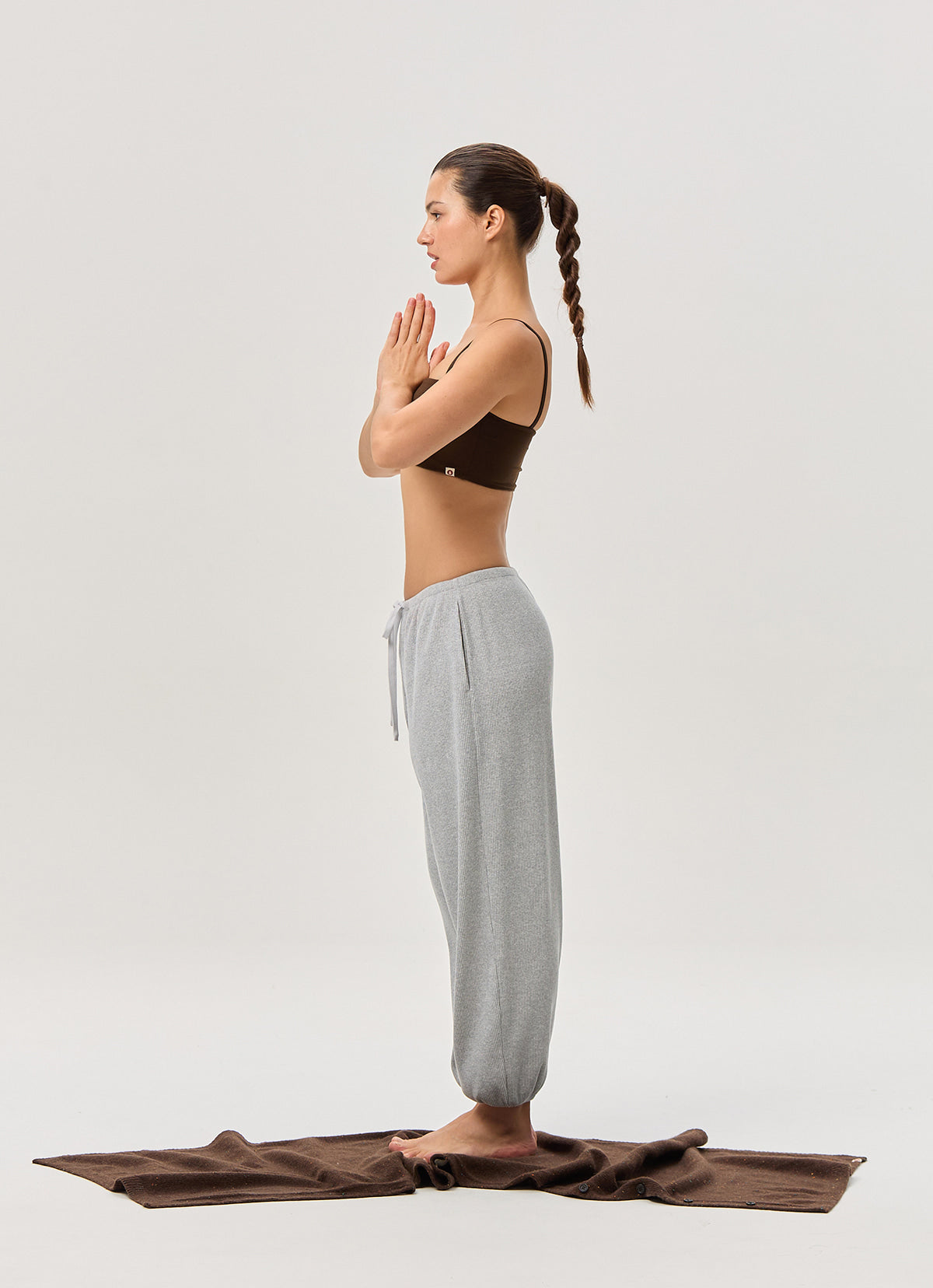 Rib jogger pants #3_Melange Grey