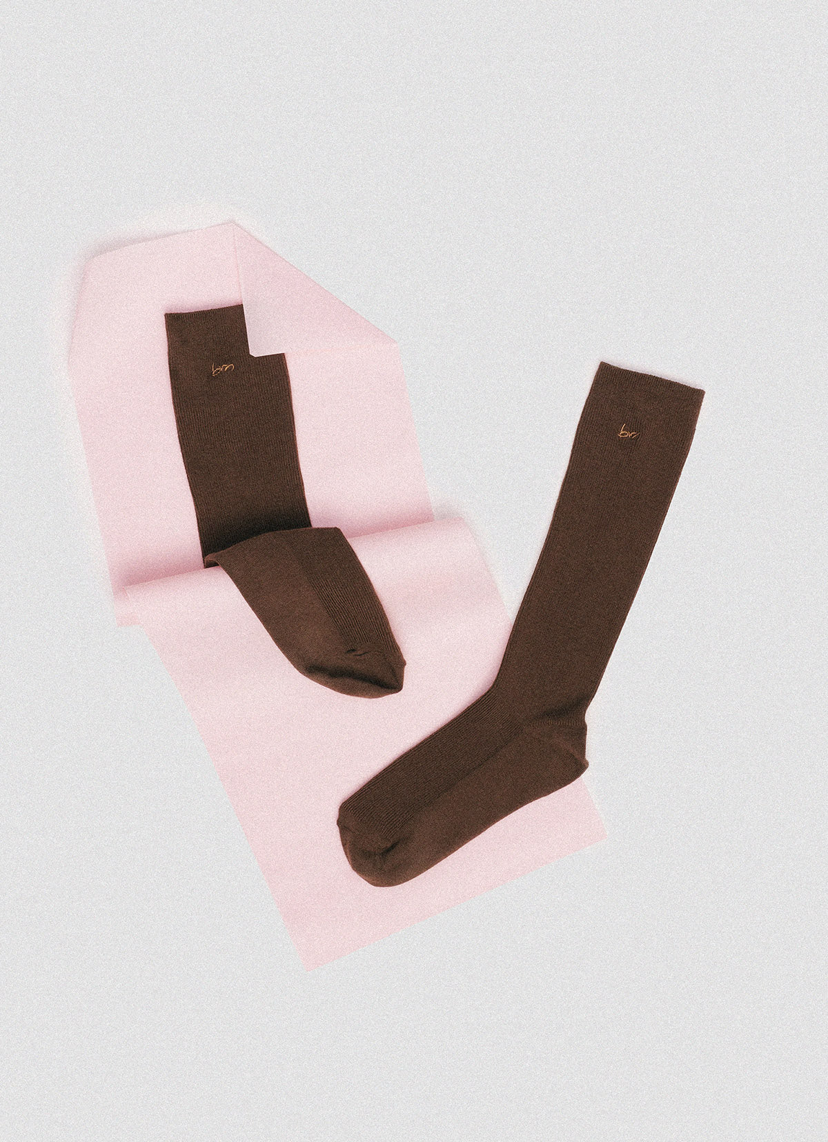 Rib high socks_Brown